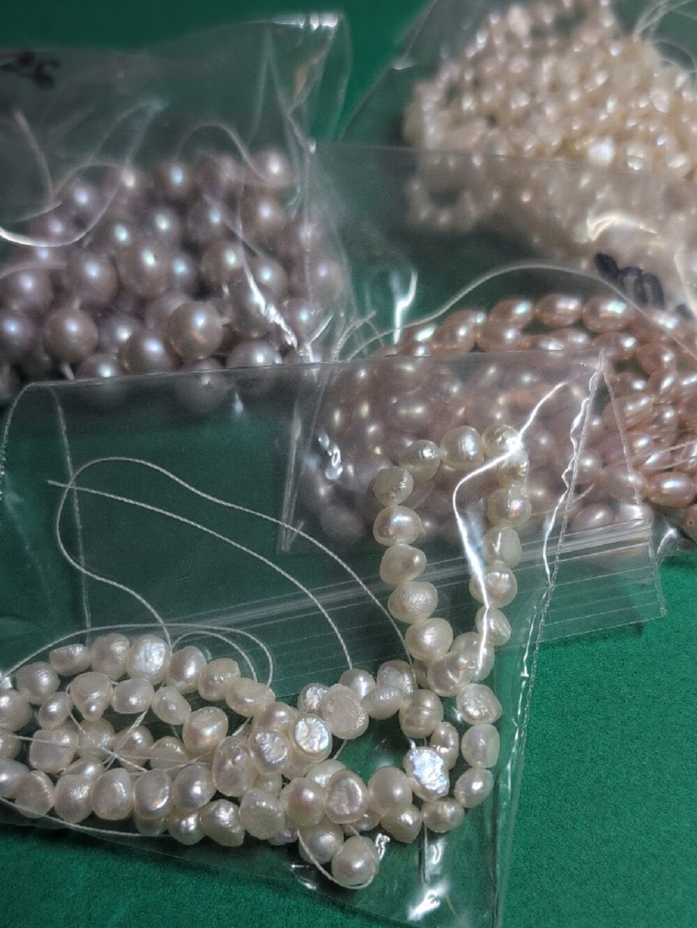 Pearl Bead Partial Strands in Cream and Pink - Picture 4 of 4